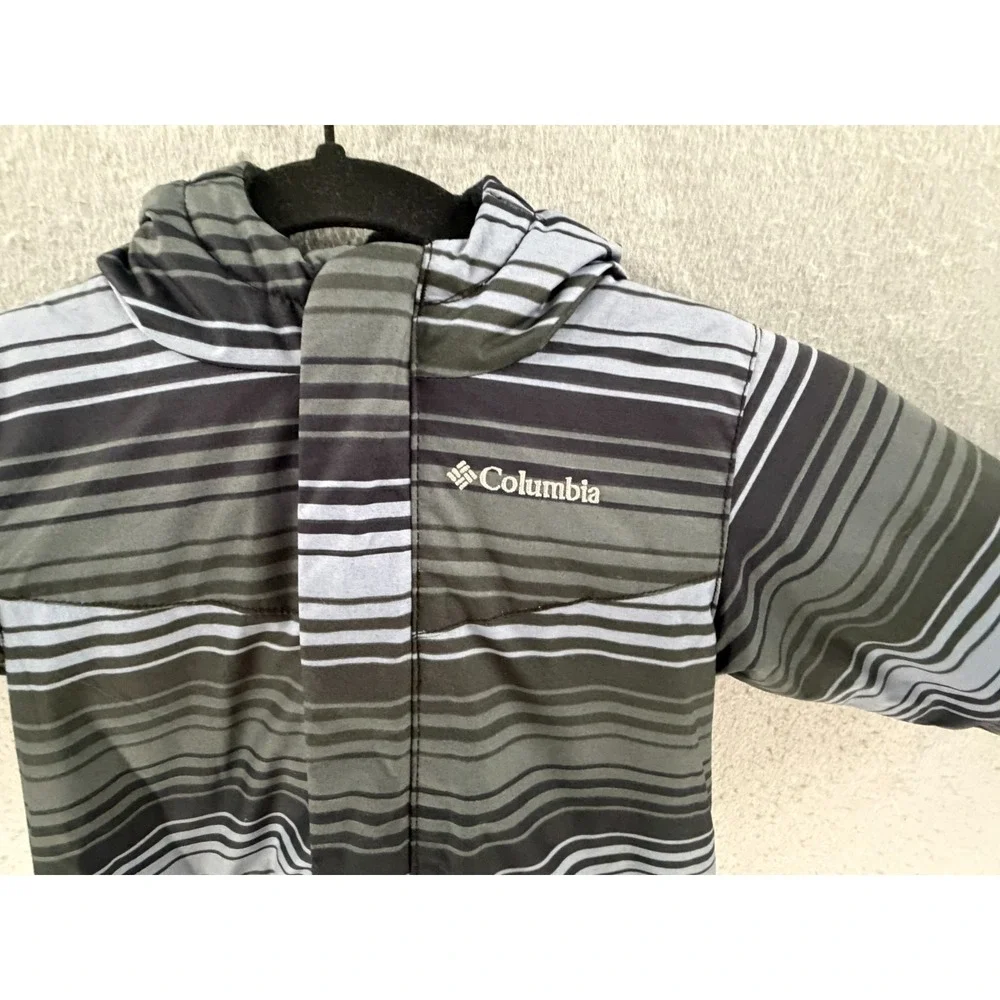 Columbia Jacket Baby Boys‎ 6/12 Months Black Gray Fleece Lined Stripe Hooded